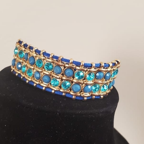 Royal Blue &Aqua Crystal Bracelet. Adjustable Strap🌴 - Picture 5 of 9
